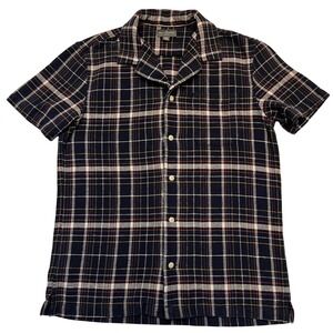 LL Bean Men's Navy Tartan Plaid Classic Heritage Preppy 100% Cotton Shirt Size M